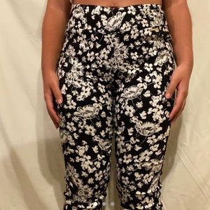 Black and white floral pants